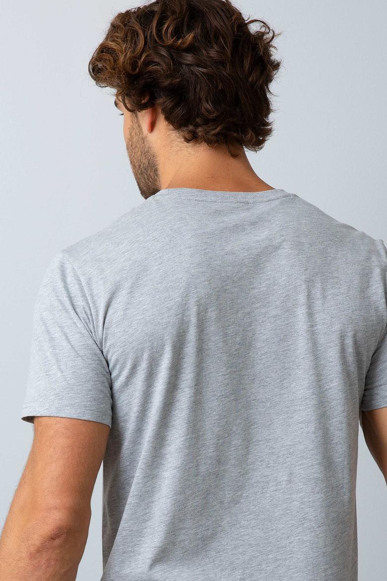 Erkek Gri Melanj Basic Tişört - 50187669038