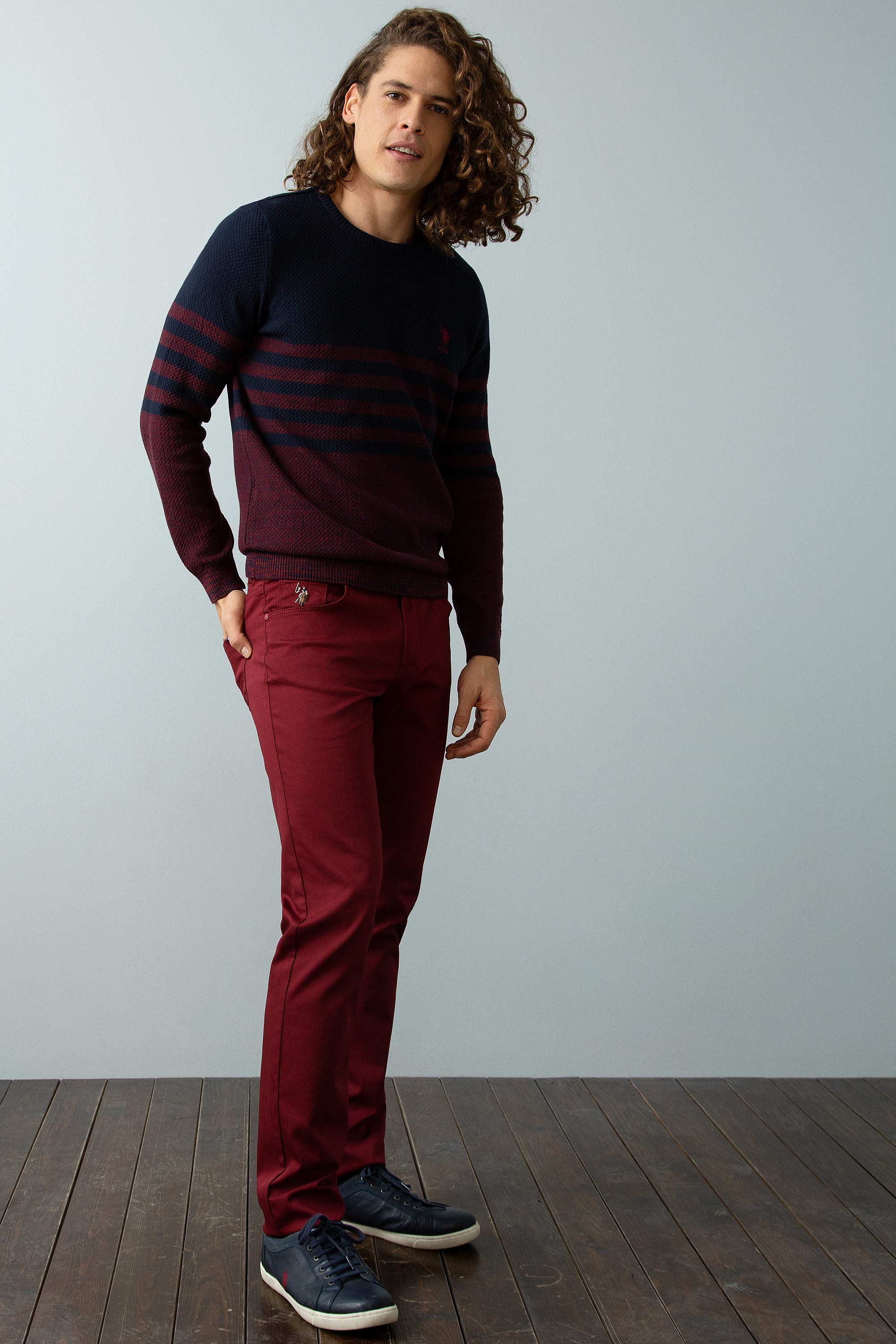 Erkek Bordo Kanvas Pantolon - Image 1