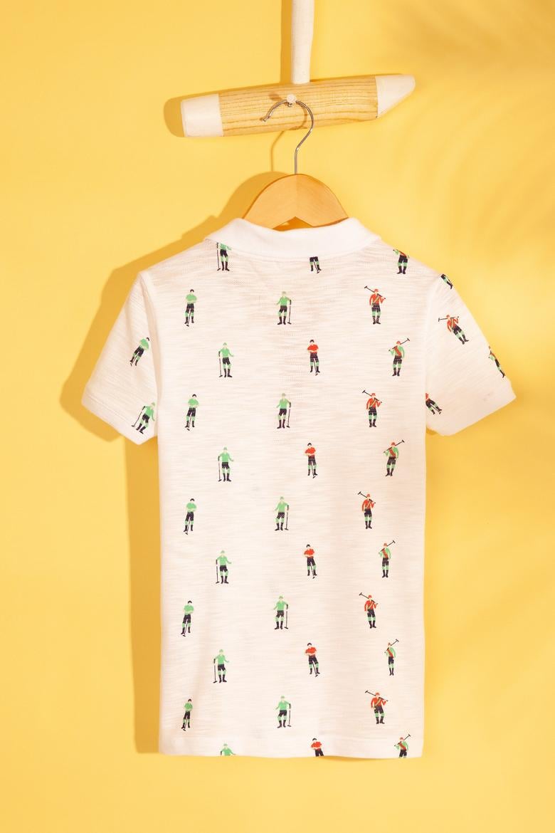 Erkek Çocuk Beyaz Polo Yaka Tişört - 50199110047