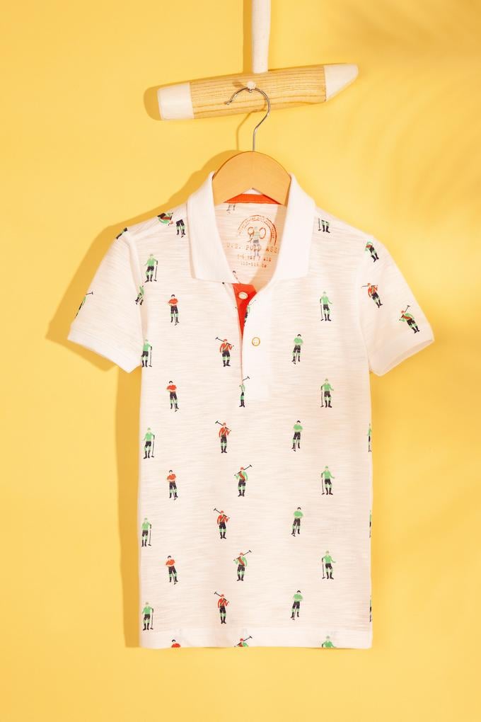 Erkek Çocuk Beyaz Polo Yaka Tişört