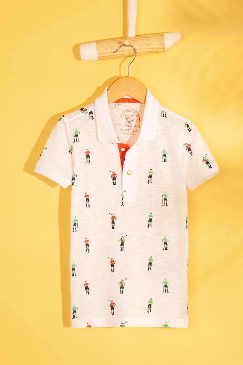 Erkek Çocuk Beyaz Polo Yaka Tişört