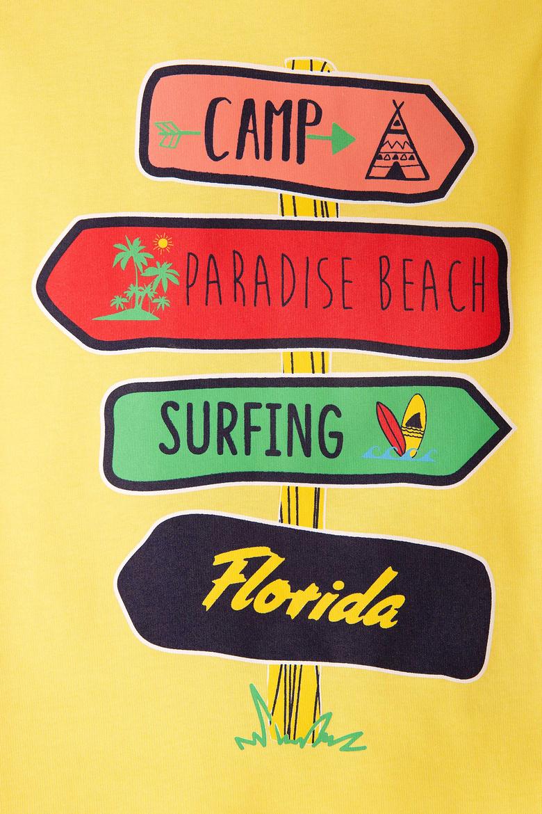 Çocuk Sarı Bisiklet Yaka Tişört - 50199111056