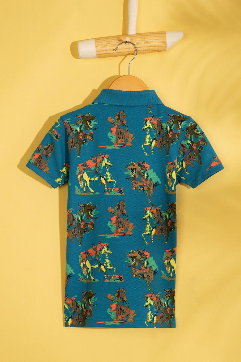 Erkek Çocuk Mavi Polo Yaka Tişört - 50200234013