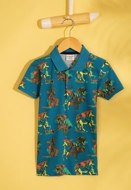 Erkek Çocuk Mavi Polo Yaka Tişört - 50200234013