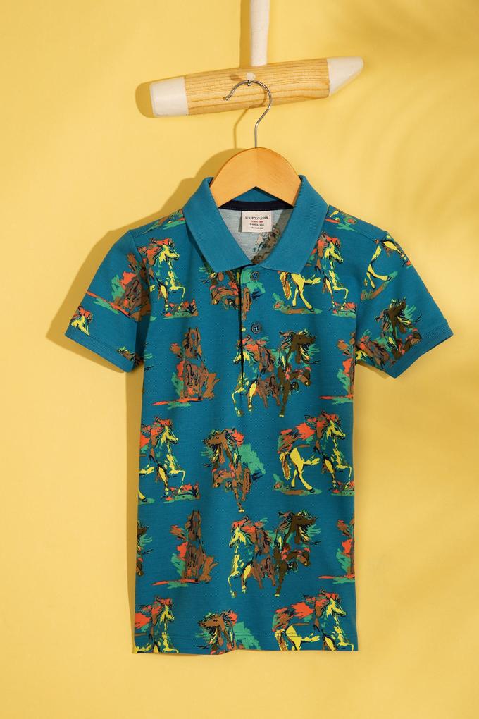 Erkek Çocuk Mavi Polo Yaka Tişört