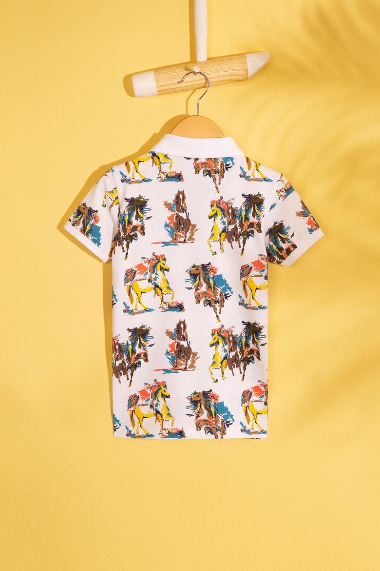 Erkek Çocuk Beyaz Polo Yaka Tişört - 50200234025