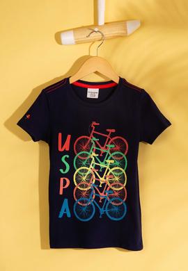 Çocuk Lacivert Bisiklet Yaka Tişört - 50200258001
