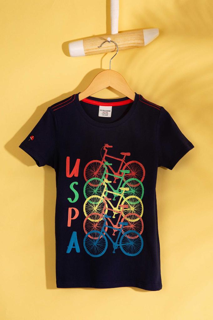 Çocuk Lacivert Bisiklet Yaka Tişört