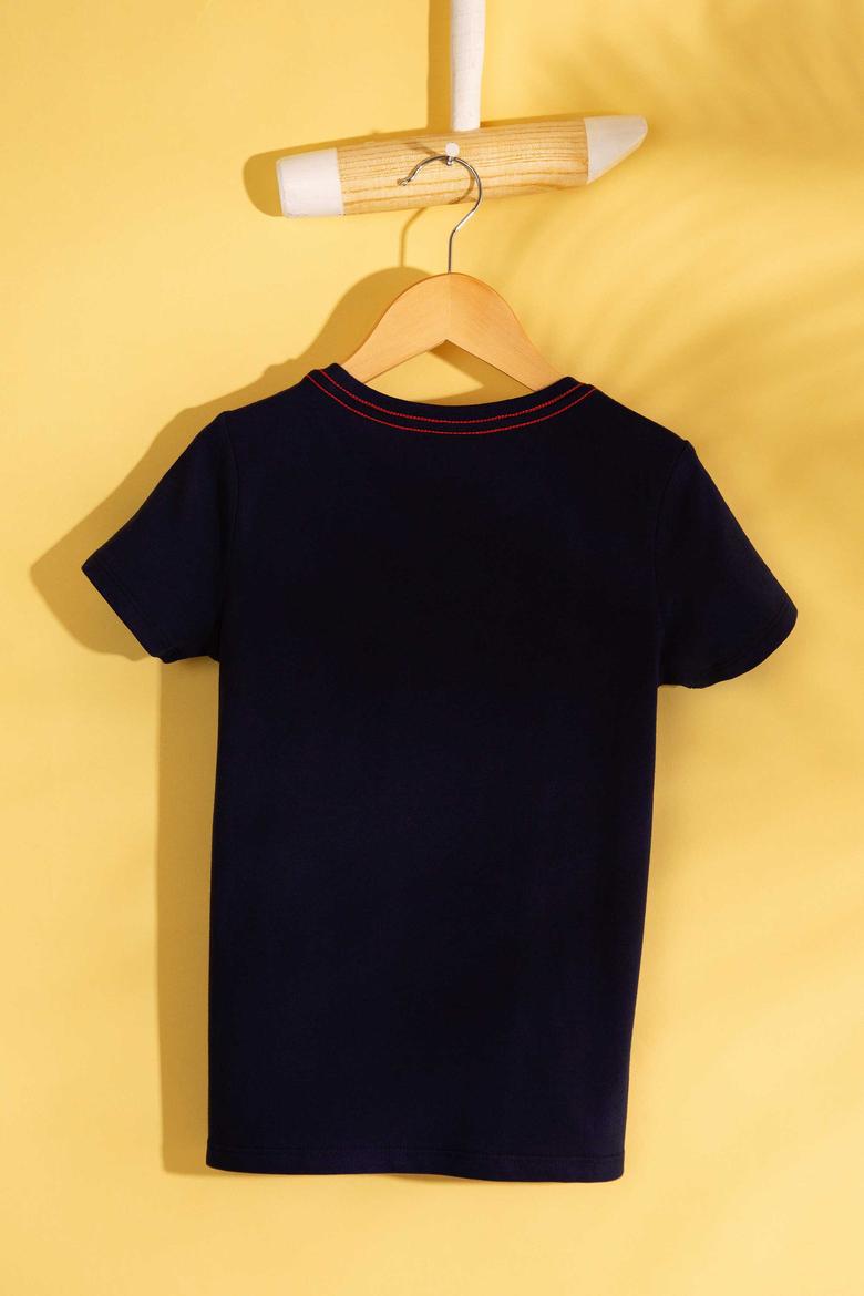 Çocuk Lacivert Bisiklet Yaka Tişört - 50200258001