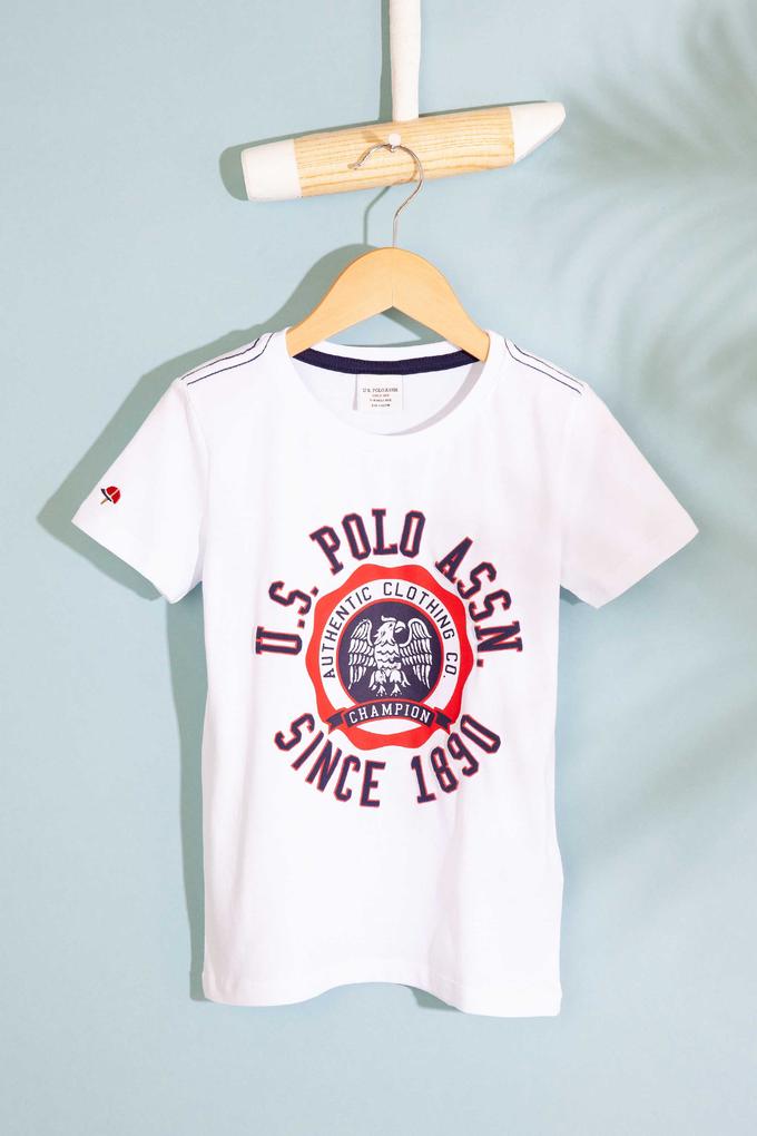 Çocuk Beyaz Bisiklet Yaka Tişört