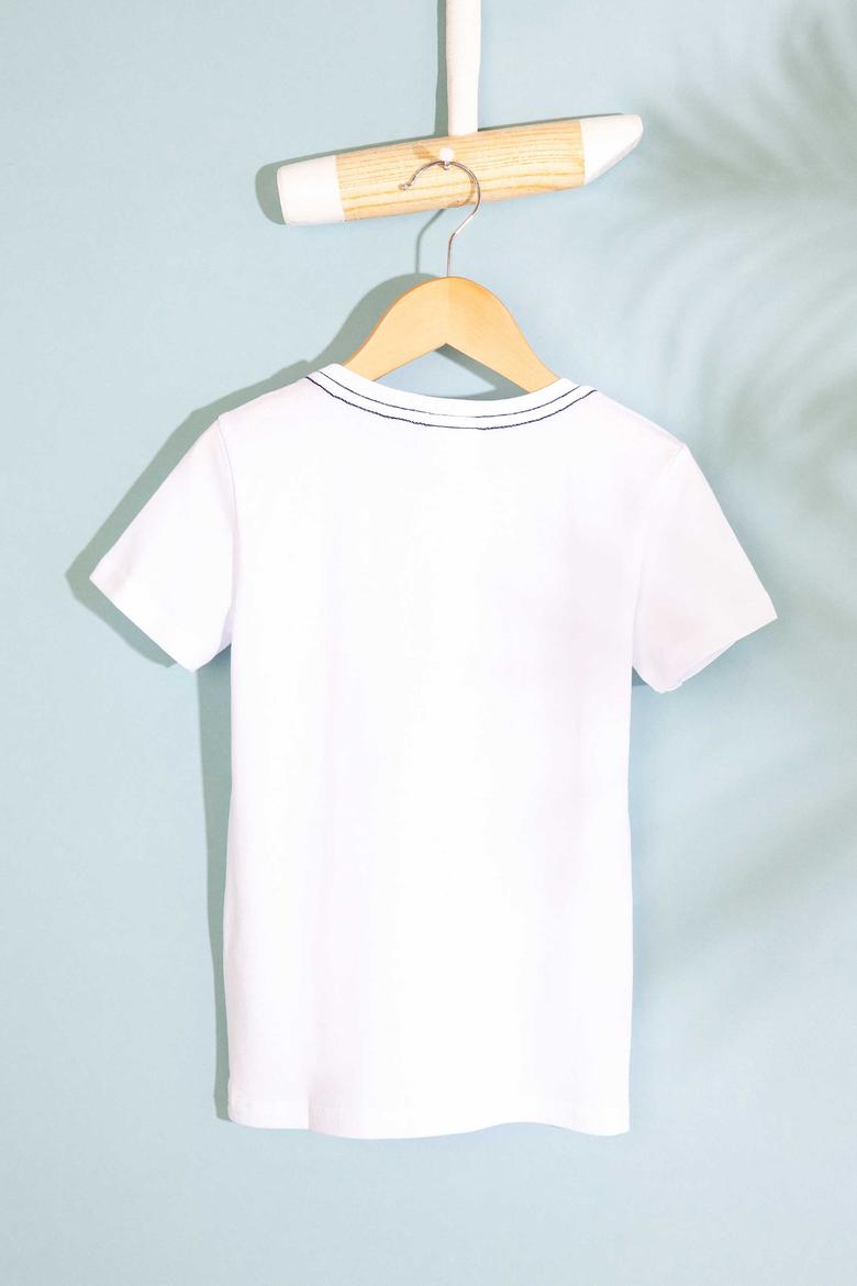 Çocuk Beyaz Bisiklet Yaka Tişört - 50200259003