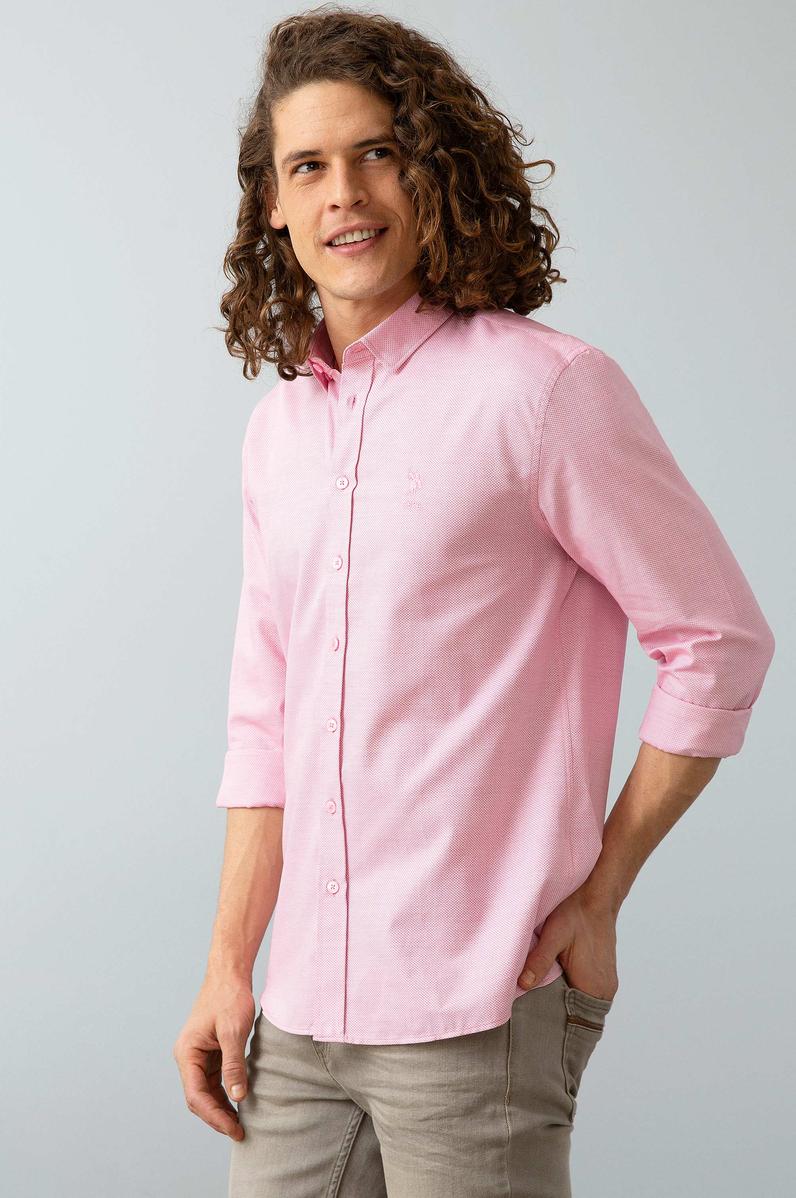 Erkek Pembe Uzun Kollu Gömlek