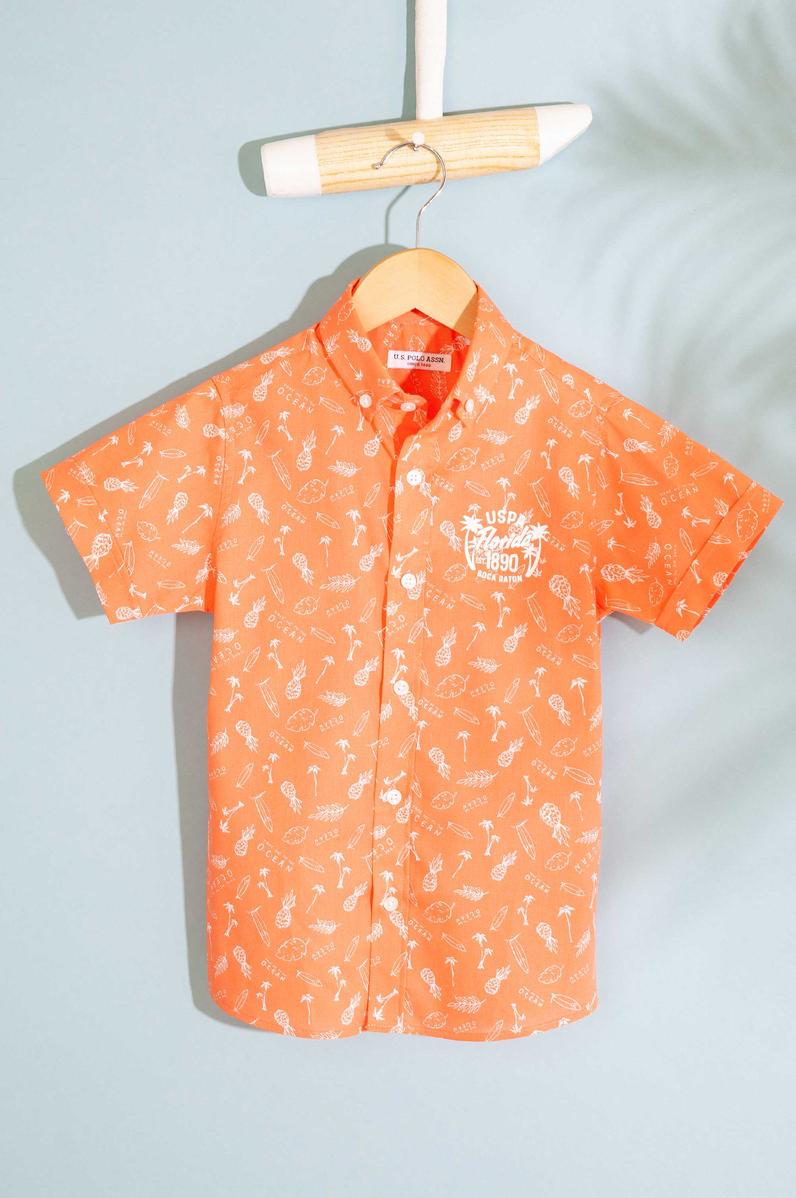 Erkek Çocuk Somon Kısa Kollu Gömlek