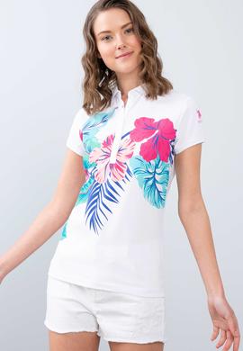 Kadın Beyaz Polo Yaka T-Shirt - 50202589008