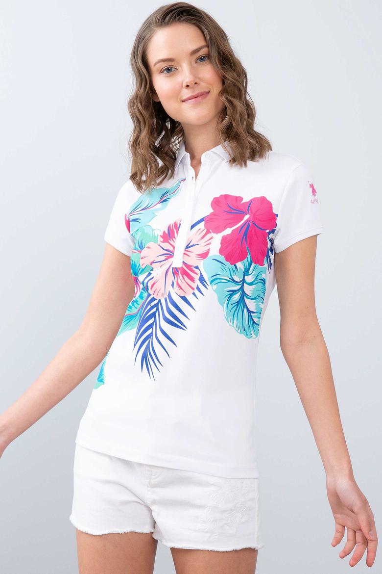 Kadın Beyaz Polo Yaka T-Shirt