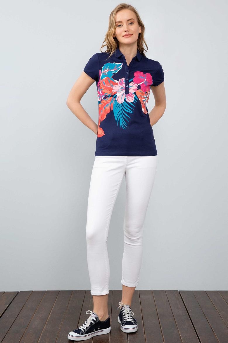 Kadın Lacivert Polo Yaka T-Shirt - 50202589015