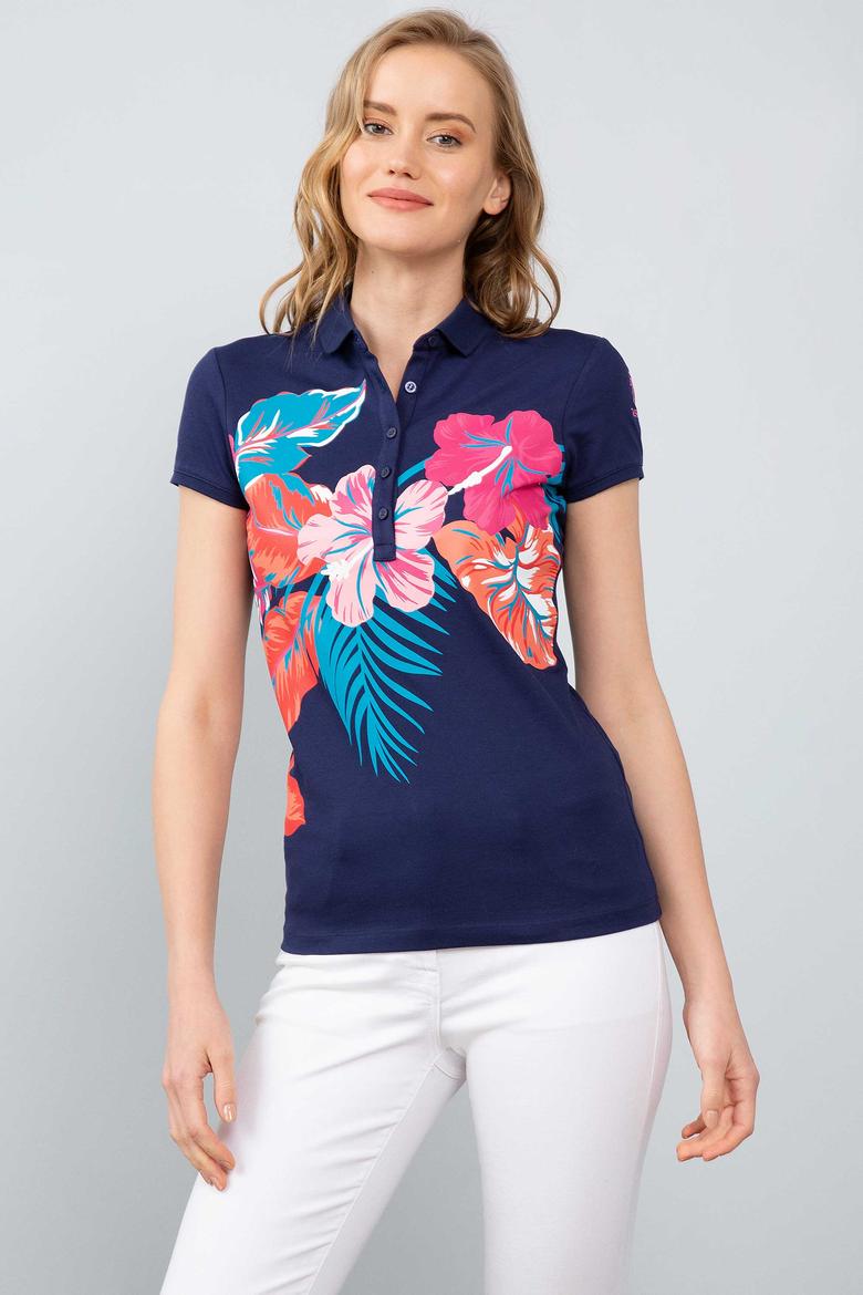 Kadın Lacivert Polo Yaka T-Shirt