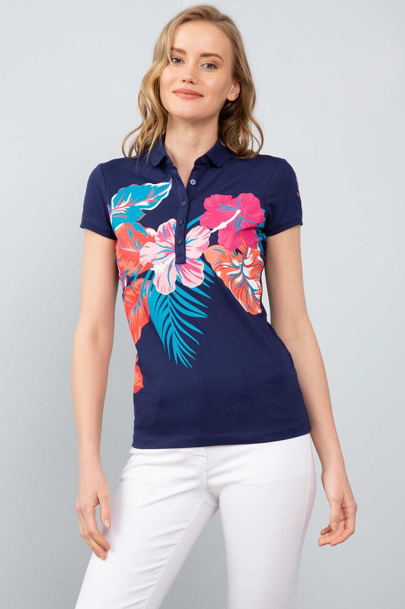 Kadın Lacivert Polo Yaka T-Shirt