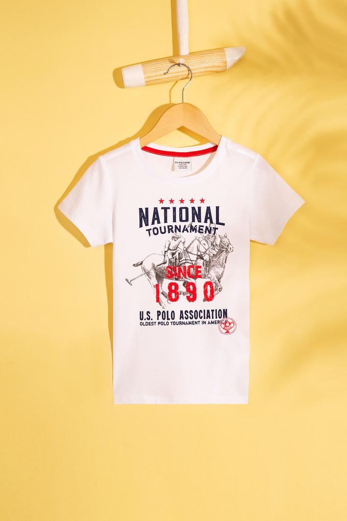 Çocuk Beyaz Bisiklet Yaka Tişört