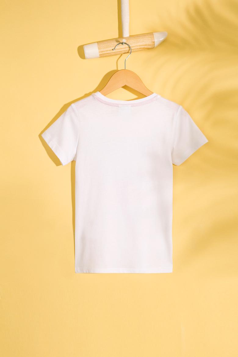 Çocuk Beyaz Bisiklet Yaka Tişört - 50206276001