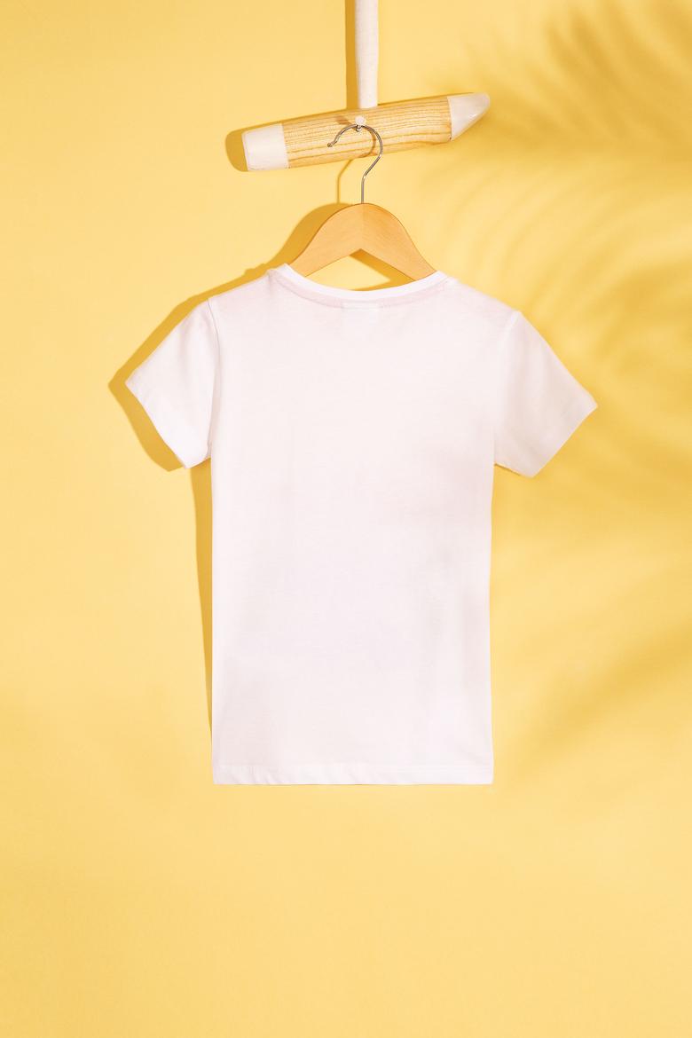 Çocuk Beyaz Bisiklet Yaka Tişört - 50206277001