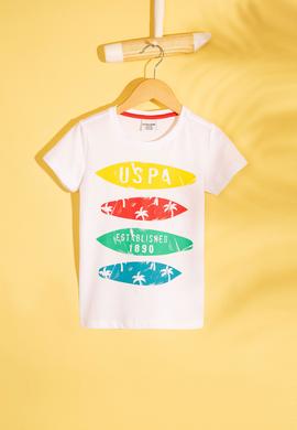 Çocuk Beyaz Bisiklet Yaka Tişört - 50206277001