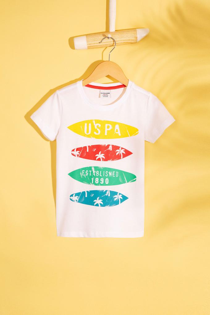 Çocuk Beyaz Bisiklet Yaka Tişört