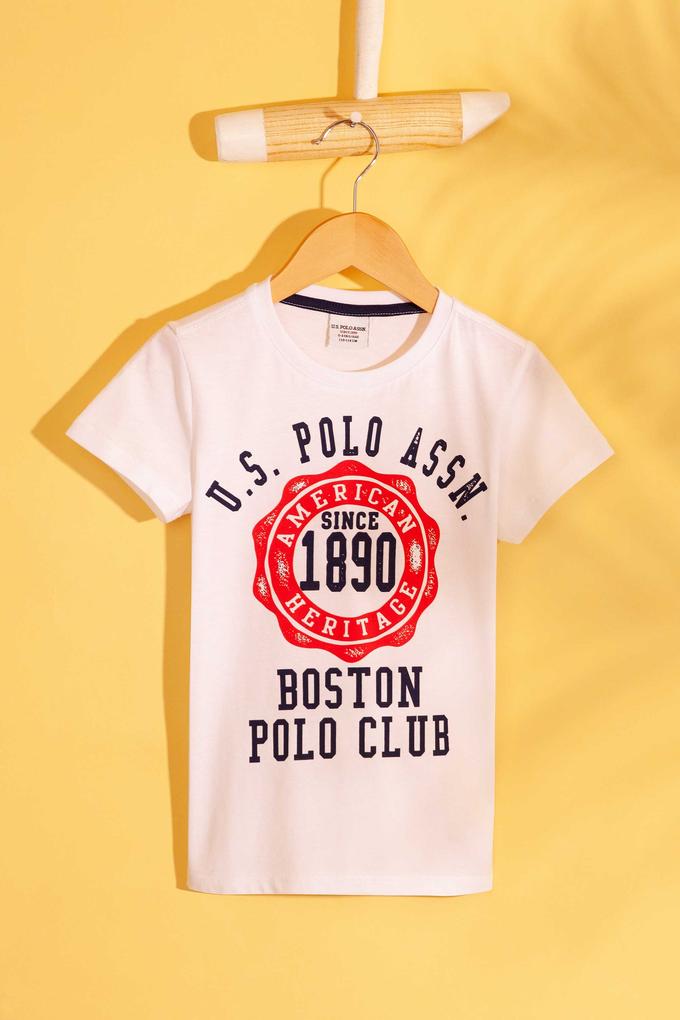 Çocuk Beyaz Bisiklet Yaka Tişört