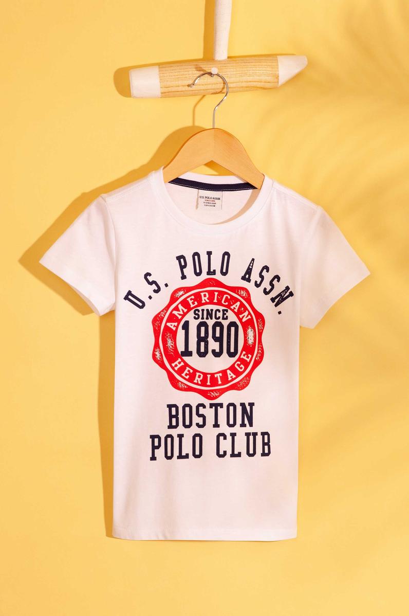 Çocuk Beyaz Bisiklet Yaka Tişört