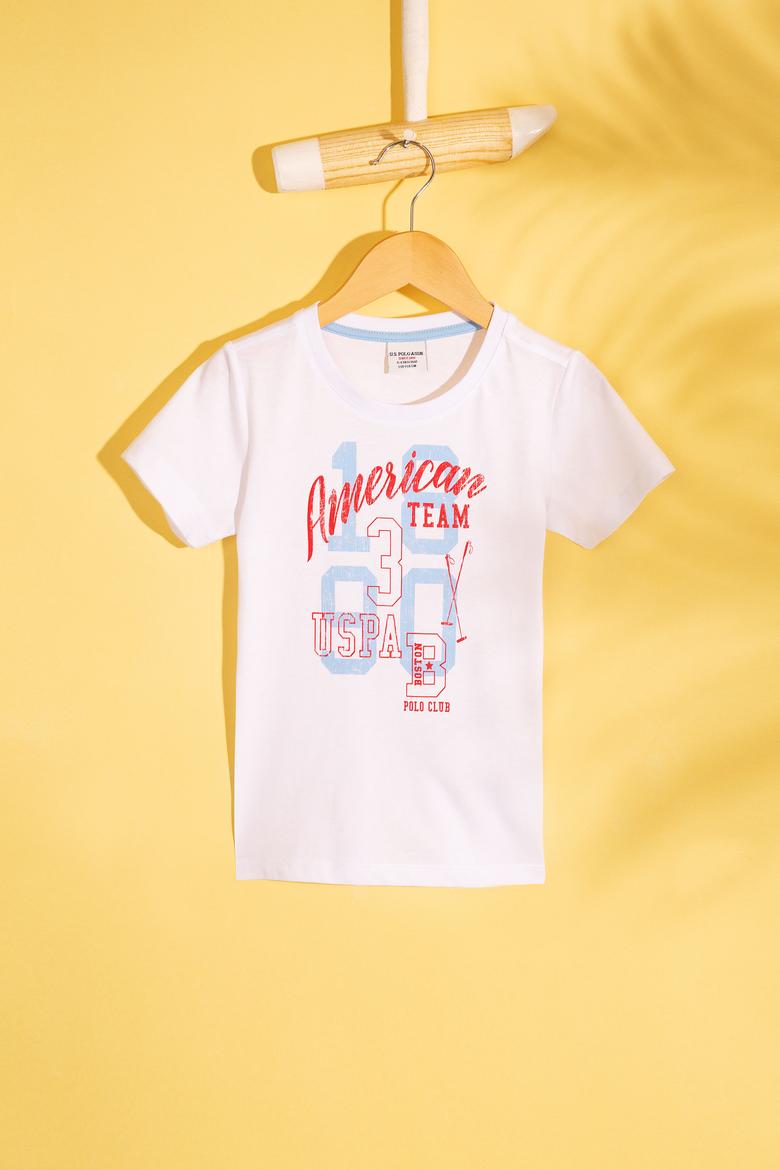 Çocuk Beyaz Bisiklet Yaka Tişört