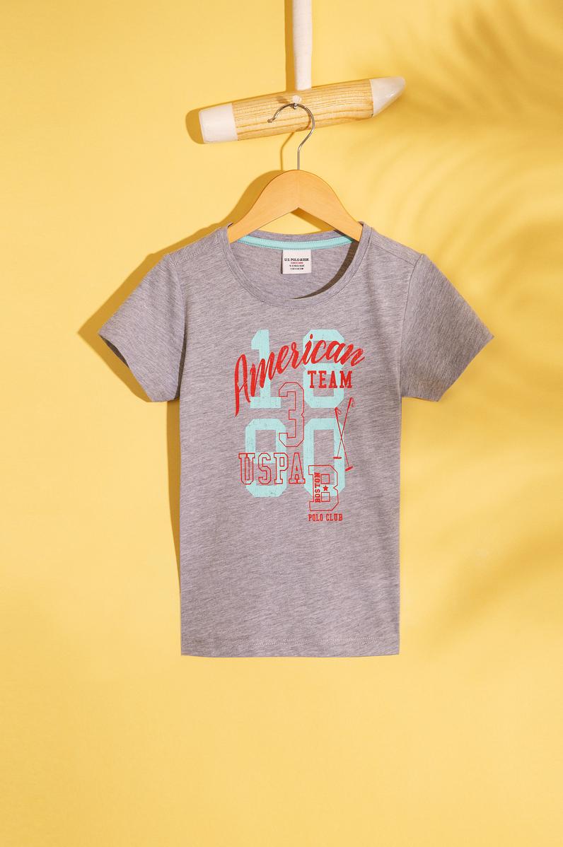 Çocuk Gri Bisiklet Yaka Tişört