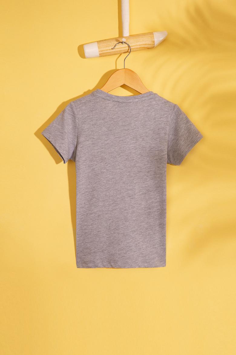 Çocuk Gri Bisiklet Yaka Tişört - 50206300012