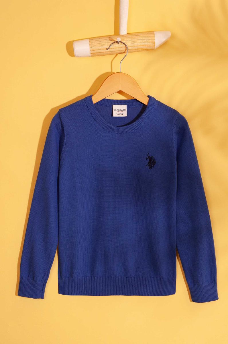 Erkek Çocuk Mavi Triko Kazak Basic