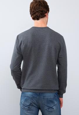 Erkek Koyu Gri Melanj Bisiklet Yaka Sweatshirt - 50215614004