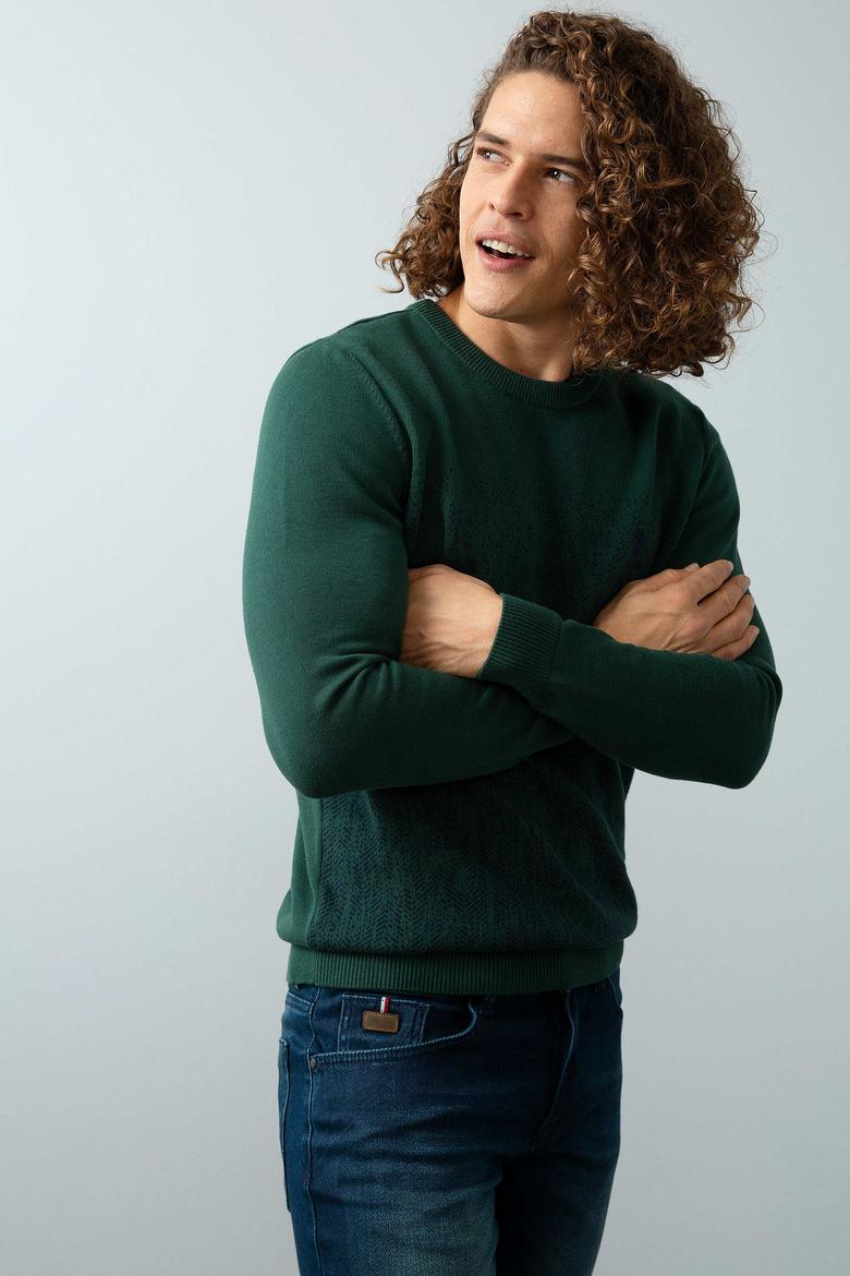 Erkek Yeşil Triko Kazak - 50192342032