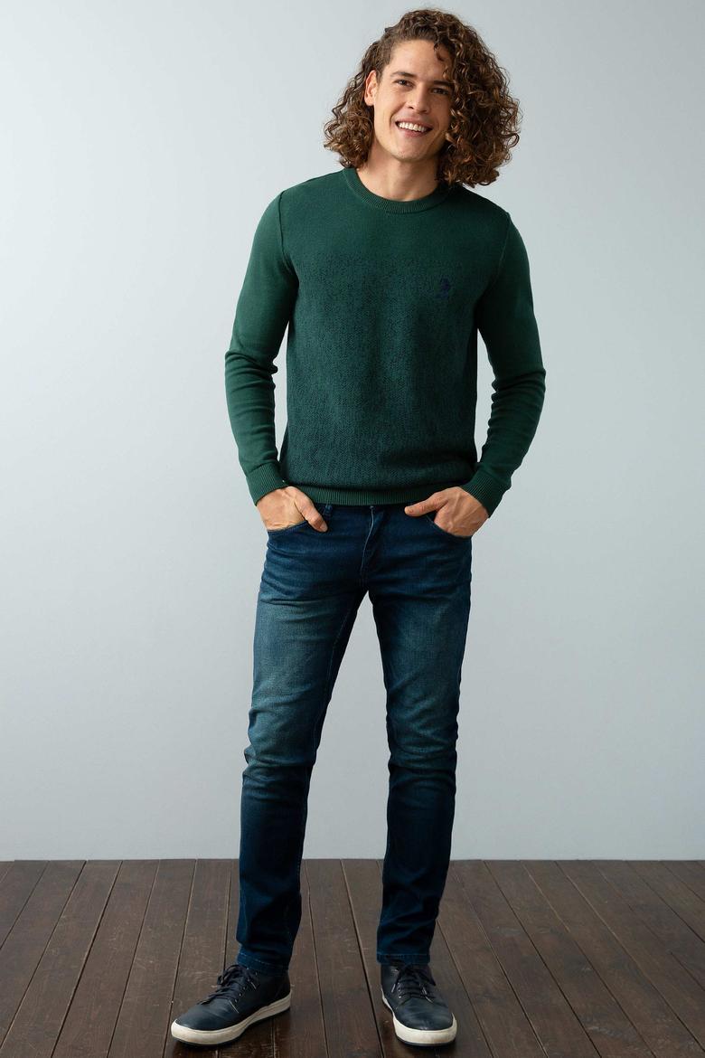 Erkek Yeşil Triko Kazak - 50192342032