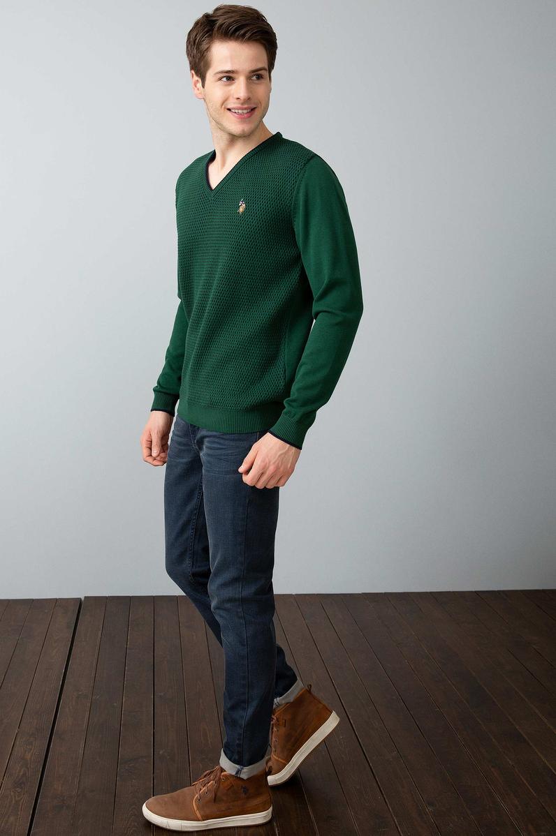 Erkek Yeşil Standart Kazak