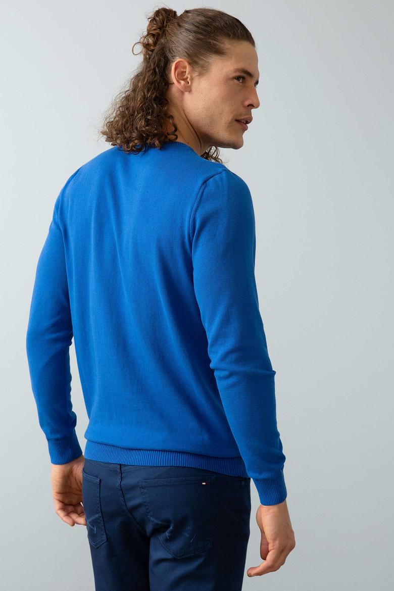 Erkek Mavi Triko Kazak Basic - 50192668043