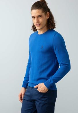 Erkek Mavi Triko Kazak Basic - 50192668043