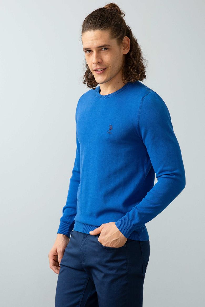 Erkek Mavi Triko Kazak Basic - 50192668043