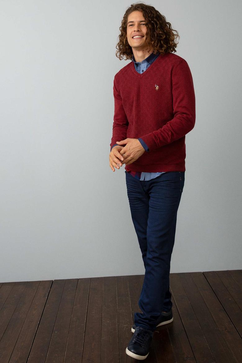 Erkek Bordo Standart Kazak - 50192677019