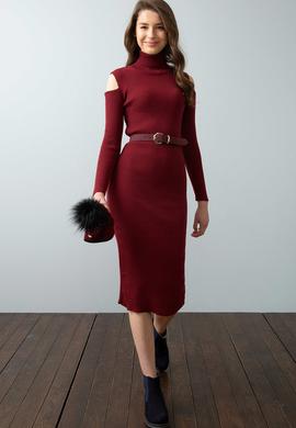 Kırmızı Triko Elbise - 50194323020