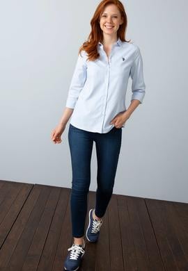 Kadın Açık Mavi Uzun Kollu Basic Gömlek - 50195068014