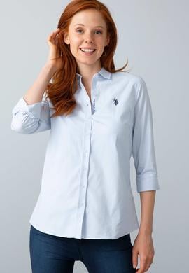 Kadın Açık Mavi Uzun Kollu Basic Gömlek - 50195068014