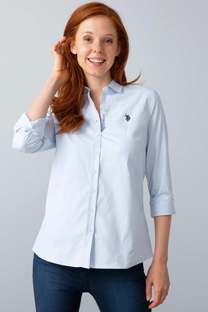 Kadın Açık Mavi Uzun Kollu Basic Gömlek