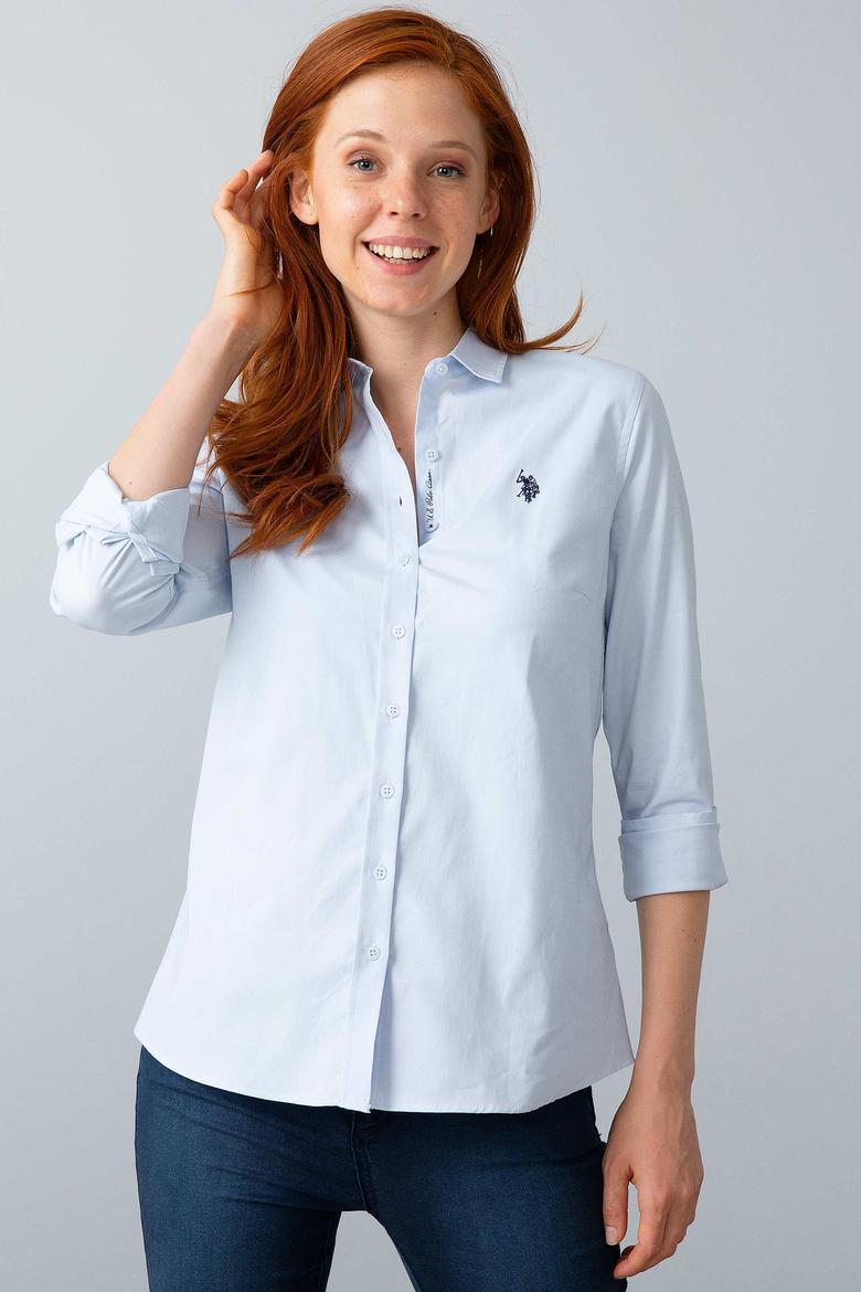 Kadın Açık Mavi Uzun Kollu Basic Gömlek