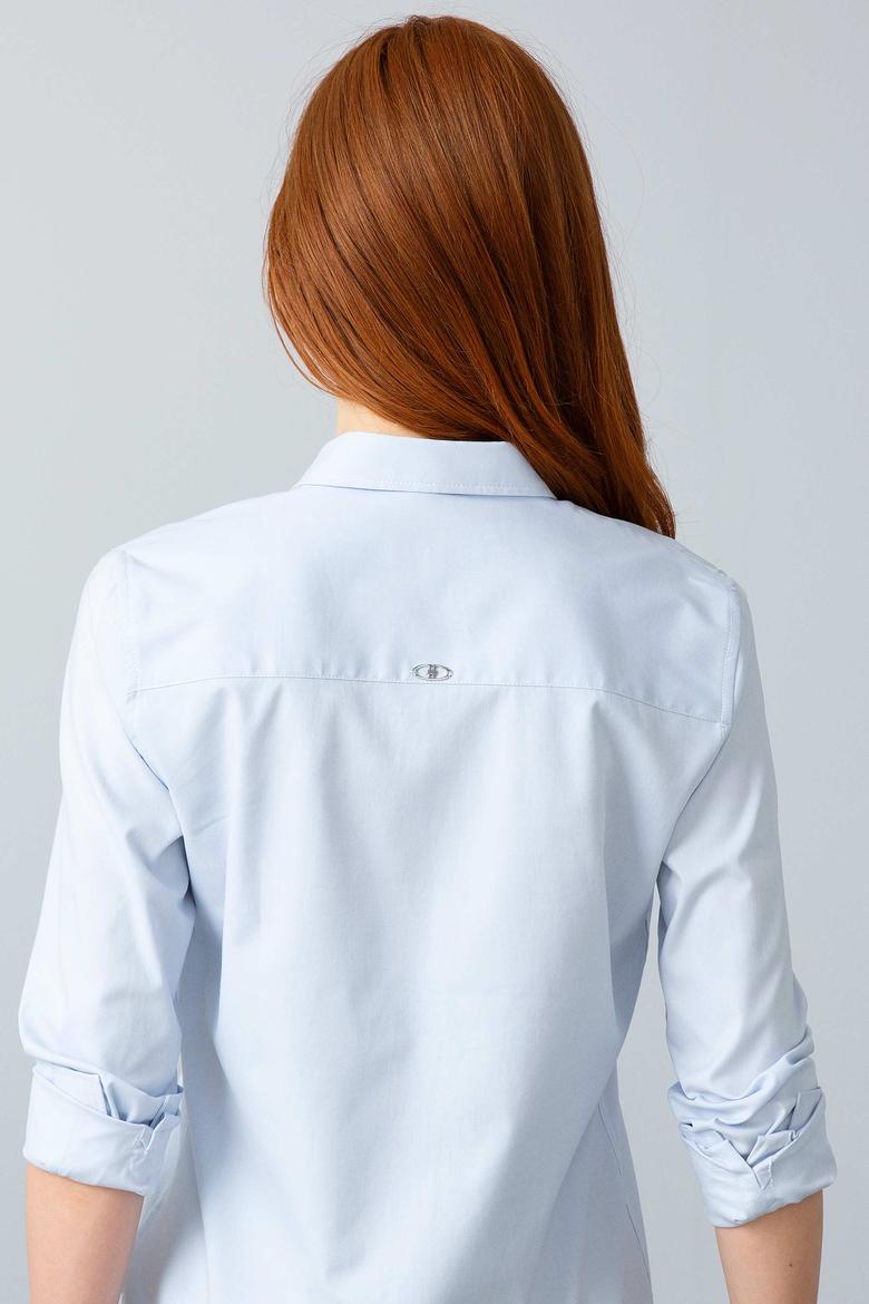 Kadın Açık Mavi Uzun Kollu Basic Gömlek - 50195068014