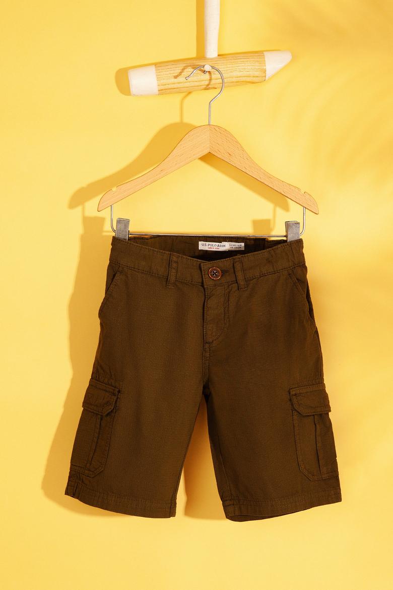 Erkek Çocuk Haki Dokuma Şort