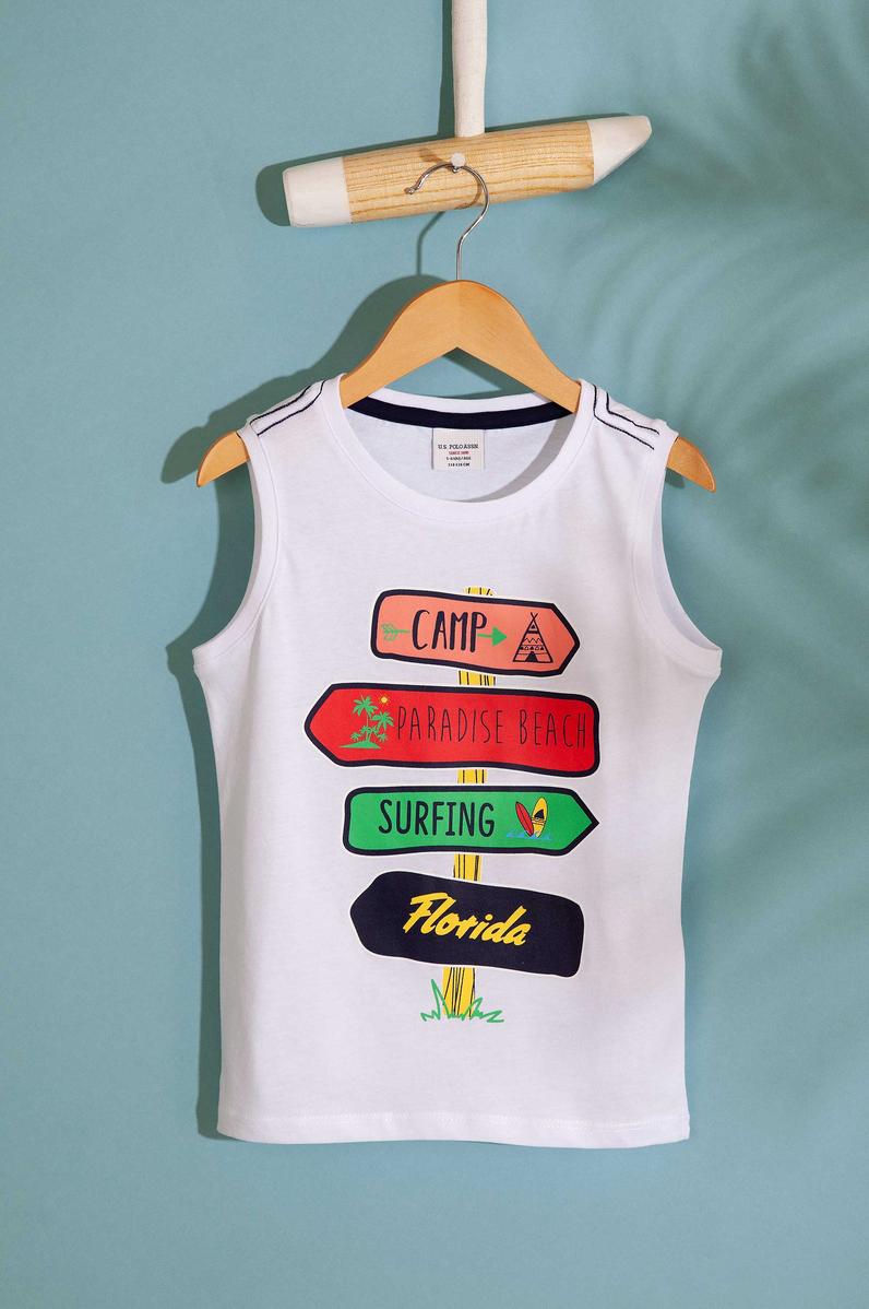 Çocuk Beyaz Bisiklet Yaka Tişört