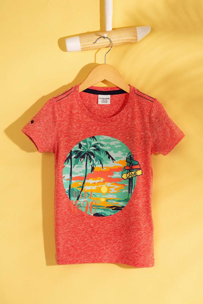 Çocuk Kırmızı Bisiklet Yaka Tişört